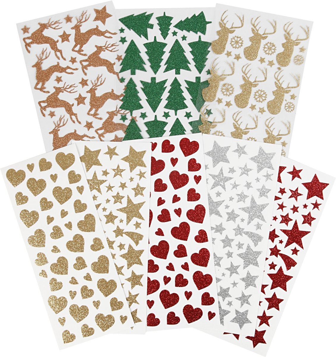 Glitter stickers, vel 10x24+12x18,5 cm, 8vellen [HOB-29113]